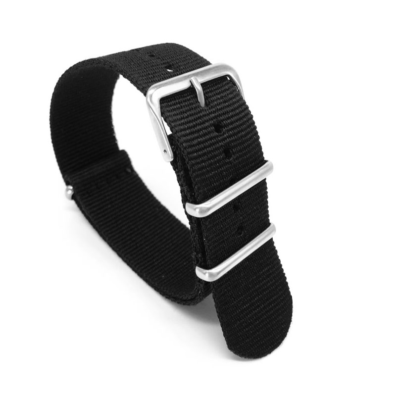 Nato Strap Nylon - Bracelet en Nylon noir pour montres