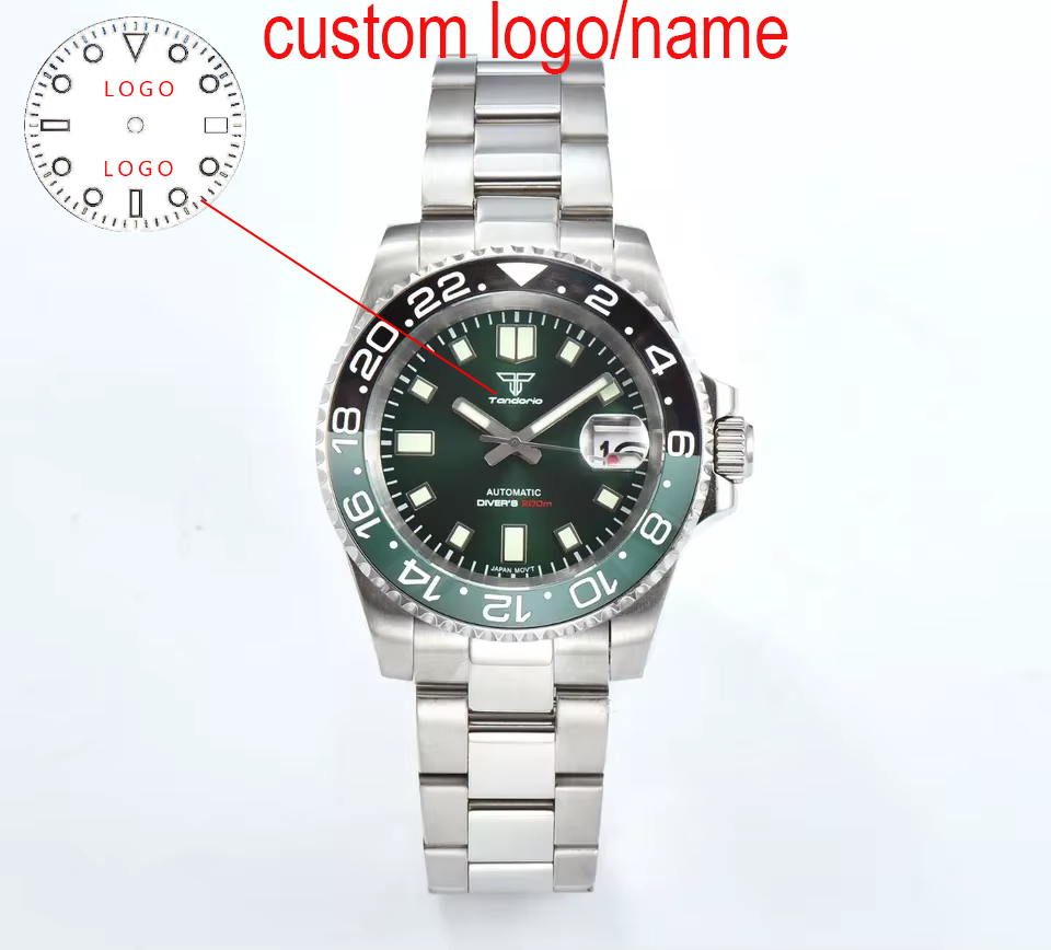 Stainless Bracelet Diver - Montre de plongée verte personnalisée pour