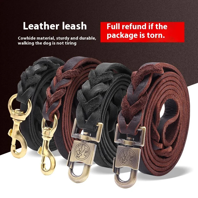 Leather Strap Quick Release - Laisse pour chien en cuir véritable-plomb