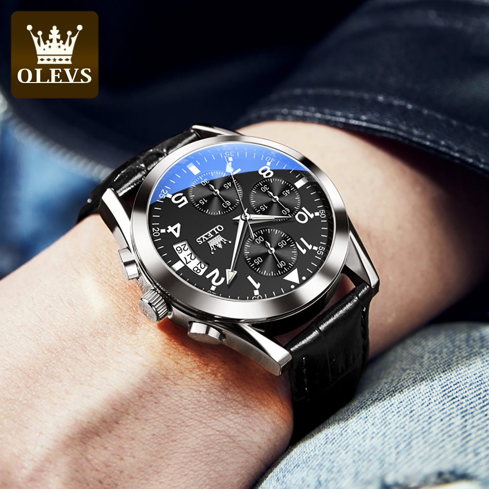 OLEVS montre à Quartz pour hom - Leather Watch Band Men avis et prix