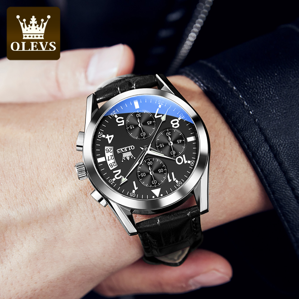 OLEVS montre à Quartz pour hom - Leather Watch Band Men avis et prix