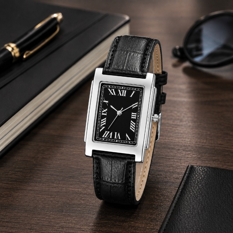 Montre à quartz analogique pou - Leather Watch Band Men avis et prix