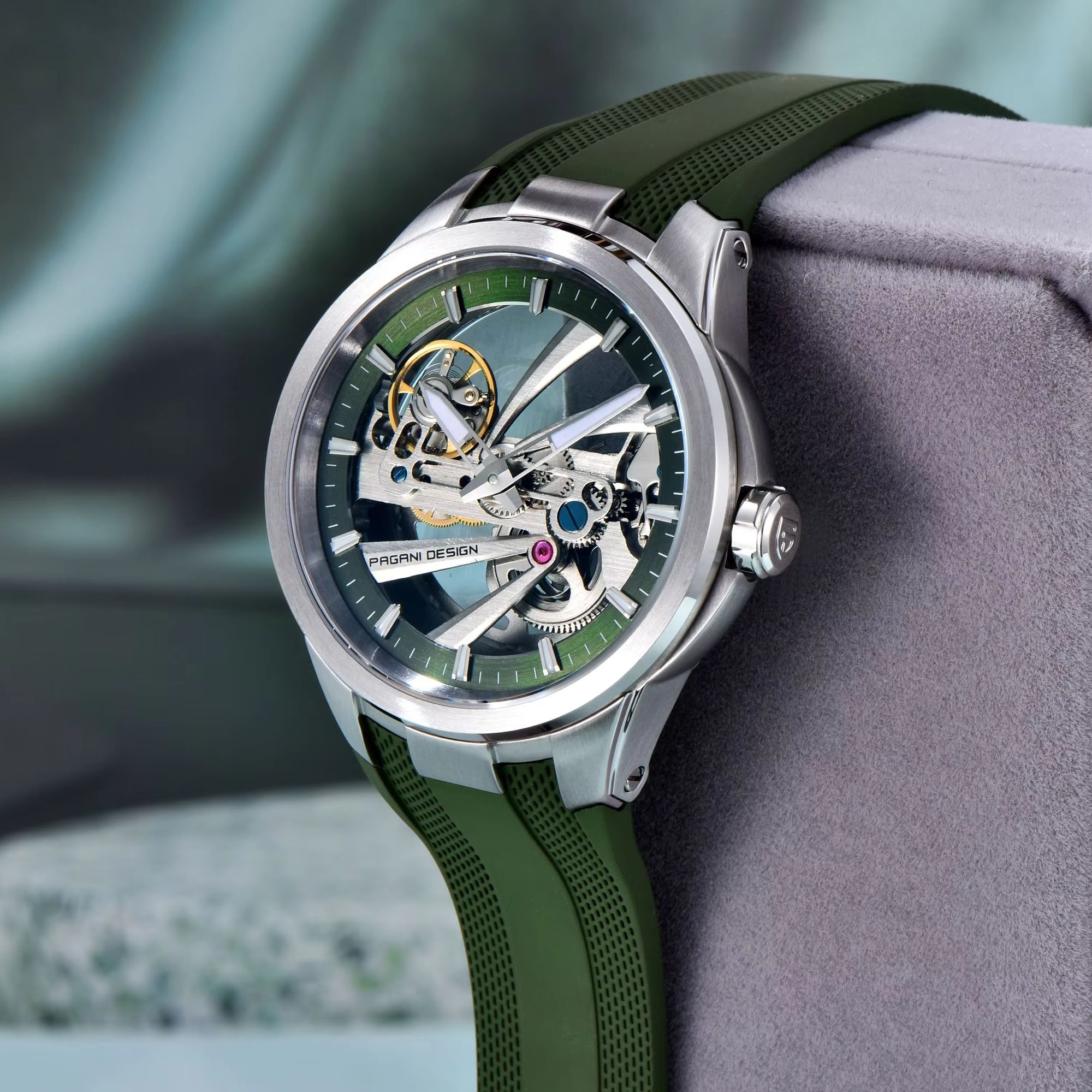 Montre mécanique Green Skeleto - Rubber Strap Diver avis et prix