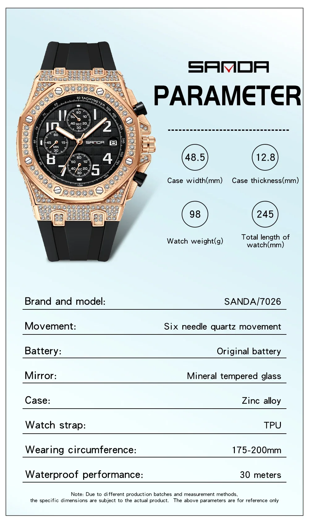 Montre à quartz SANDA 7026 pou - Rubber Strap Diver avis et prix