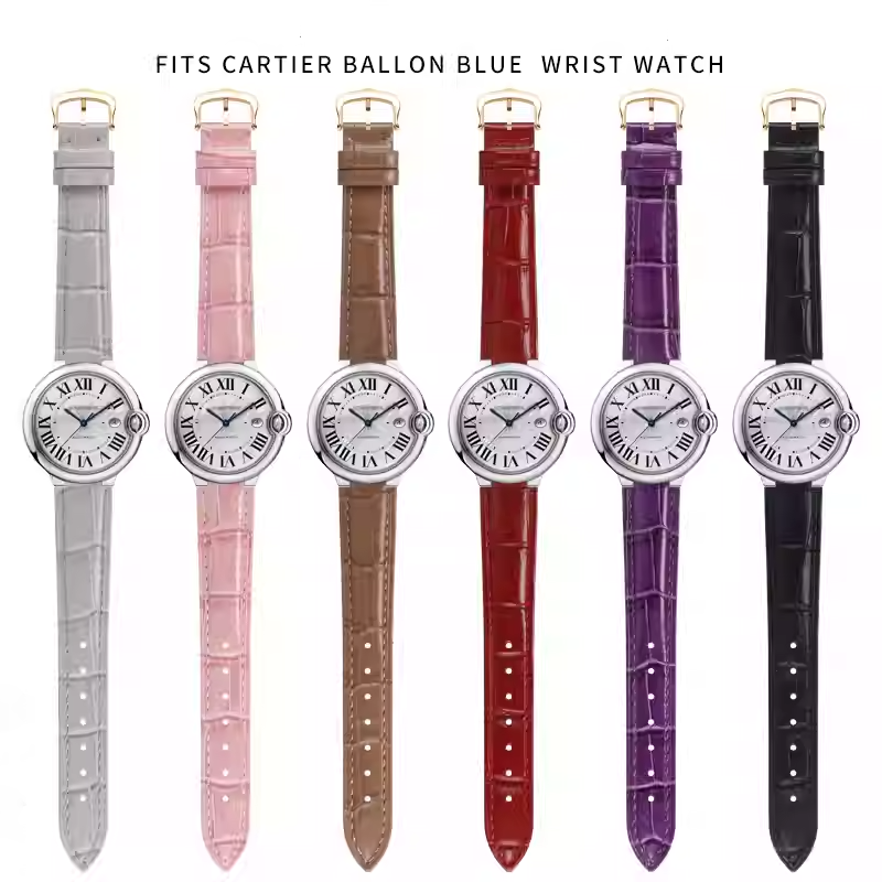 Bracelet de montre en cuir vér - Cartier Watch Ballon Bleu avis et prix