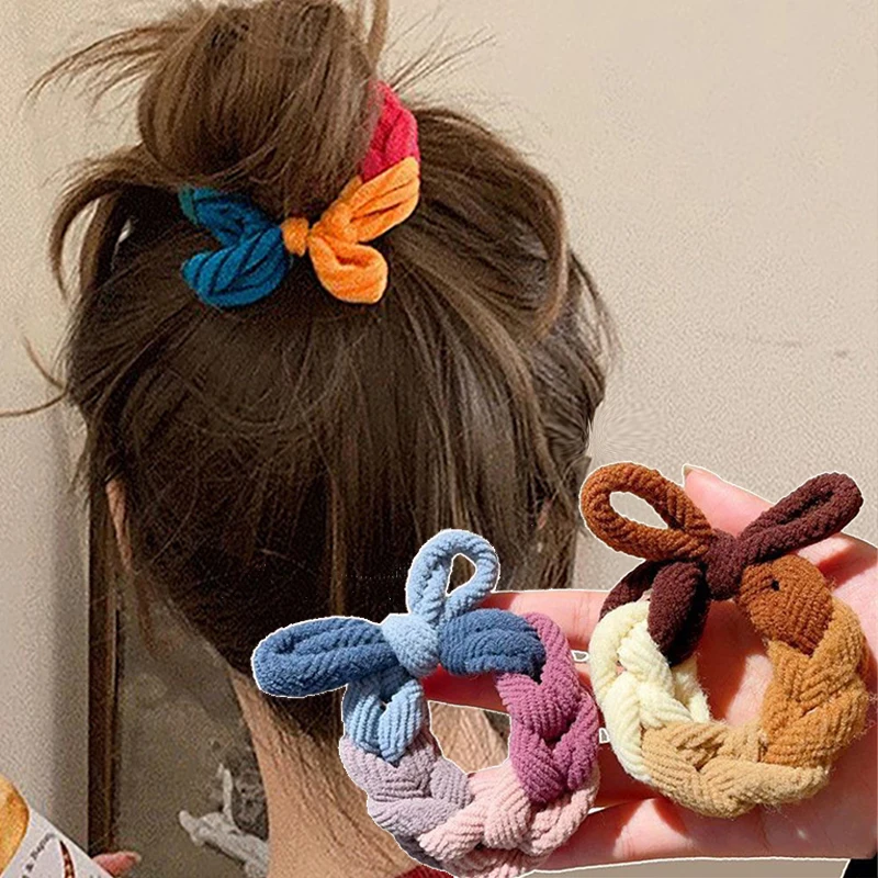 Corde à cheveux colorée tissée - Silicone Band Women avis et prix